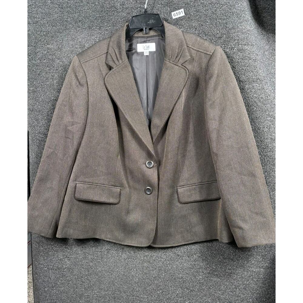 Le Suit Blazer Jacket Womens Size 24W Brown Single Breasted Two Buttons Casual - Picture 1 of 7